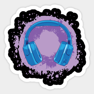 Headphones Art, Blue & Purple Sticker